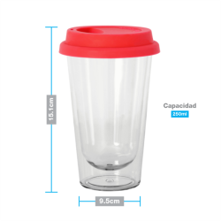 Vaso de Policarbonato Doble Pared con Tapa de Silicón | Duradero