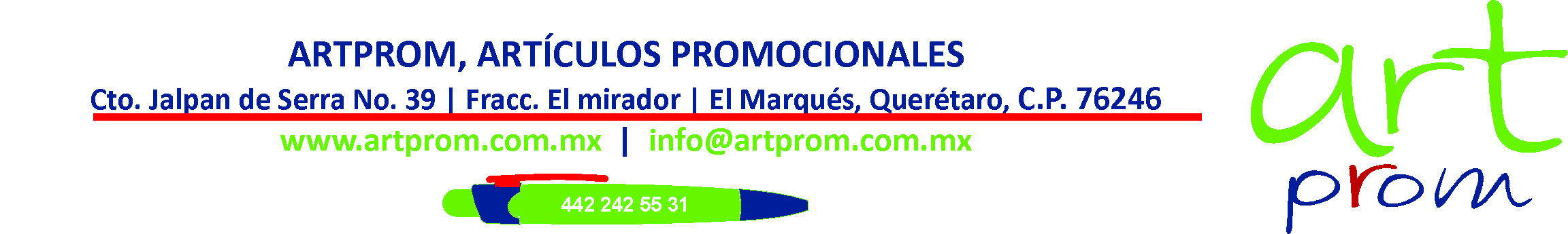 Artprom, Distribución artículos Promocionales, impresos, grabadas, bordados, etc.